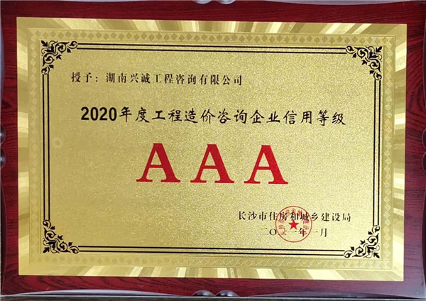 2020年度工程造价咨询企业信用等级